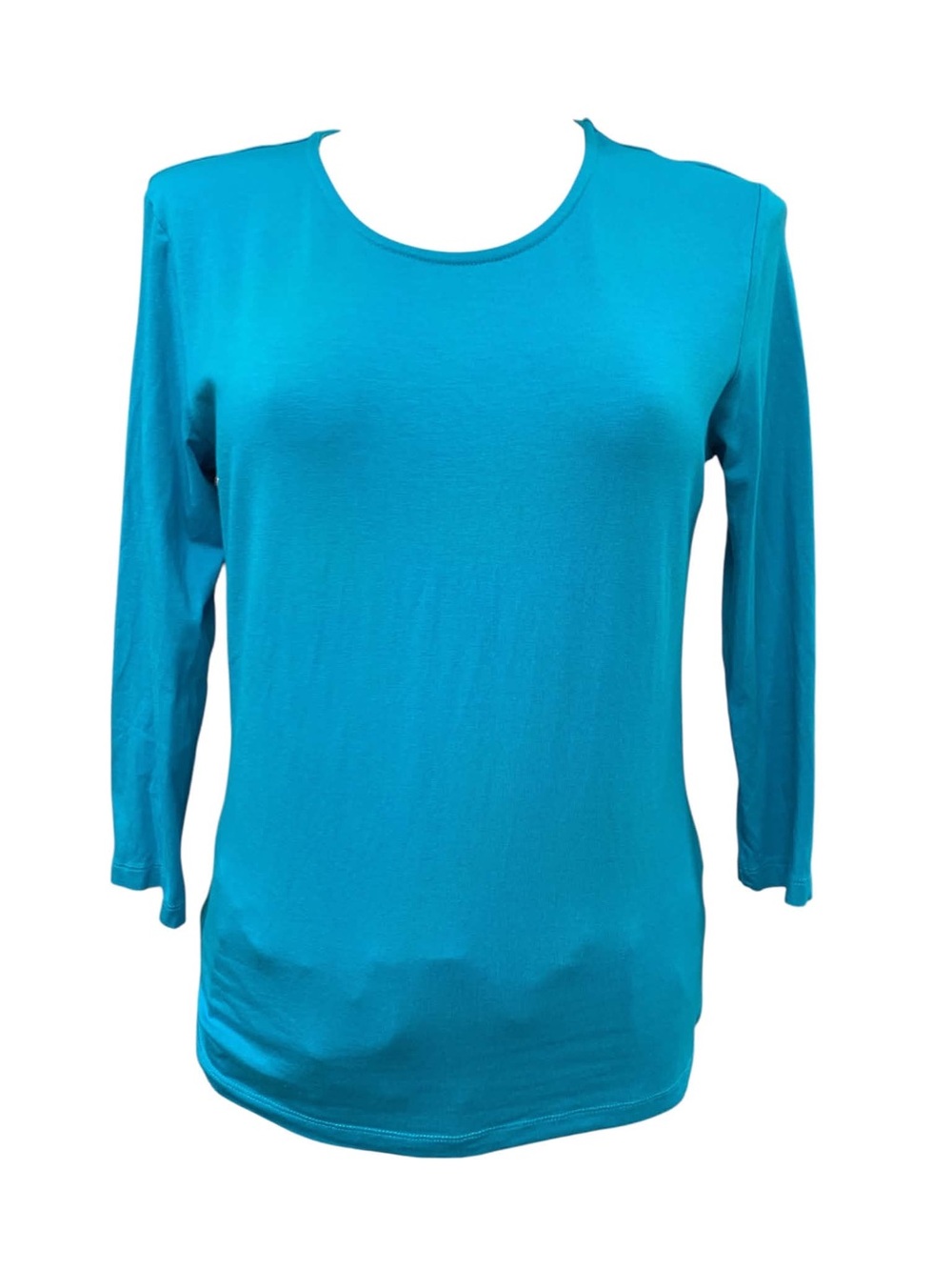 Kettle Well Everyday Scoop Neck Long Sleeve Tee - Turquoise Blue Size L